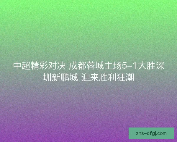 中超精彩对决 成都蓉城主场5-1大胜深圳新鹏城 迎来胜利狂潮